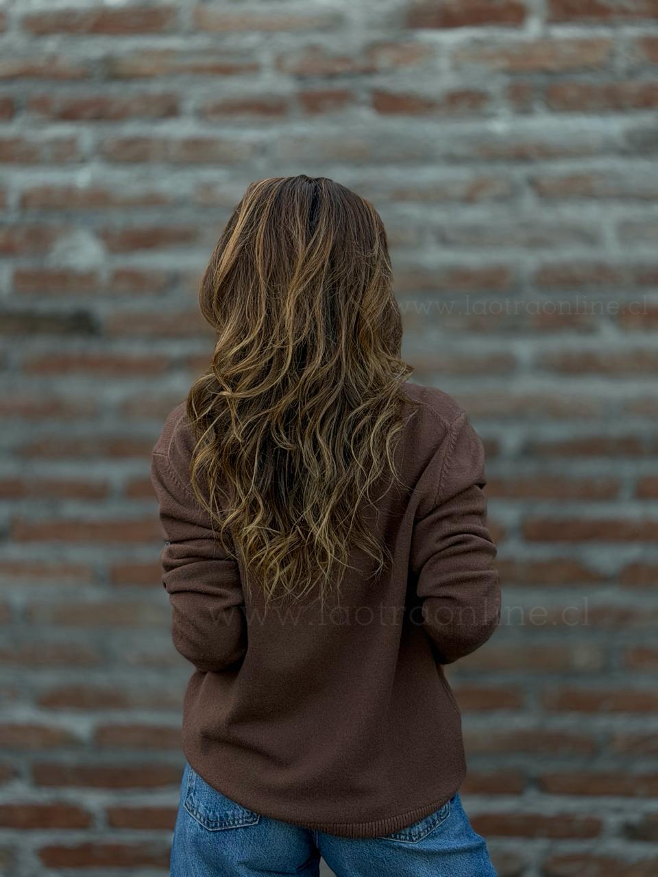 Sweater Cuello pique marron