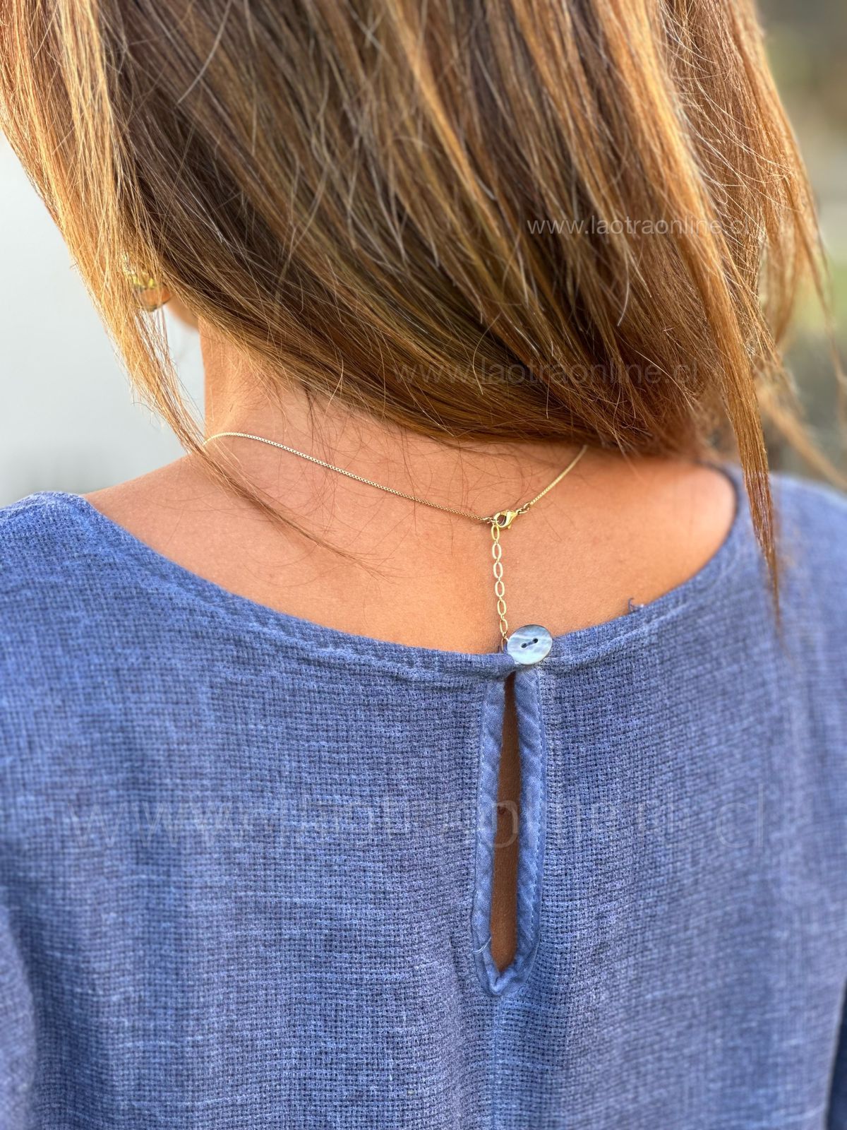 Blusón Lino rústico azul