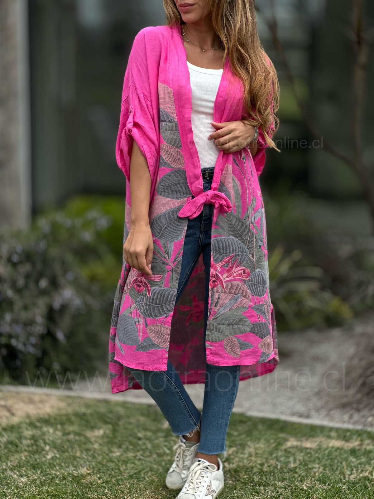 Tapado puro Lino primavera fucsia