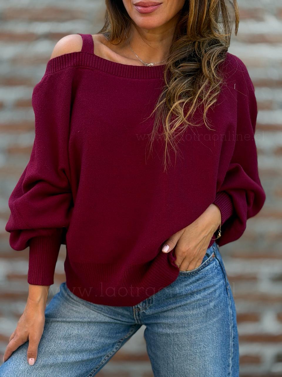 Sweater Hombro Coqueto cherry