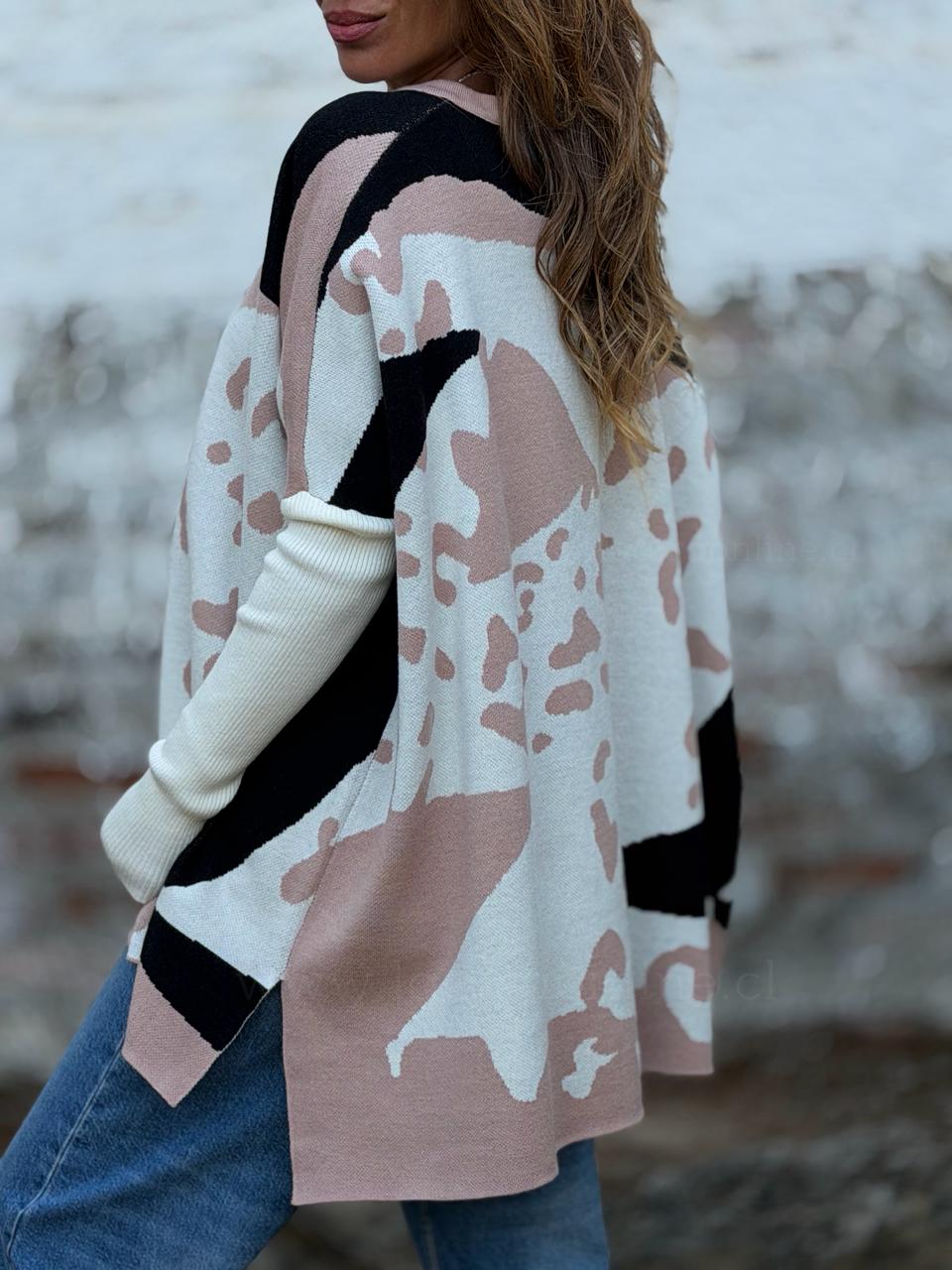 Sweater Arte camel/negro