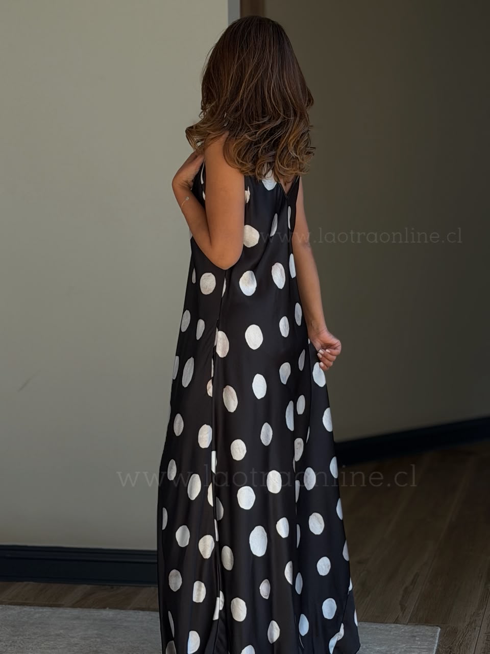 Maxi Vestido lunares negro