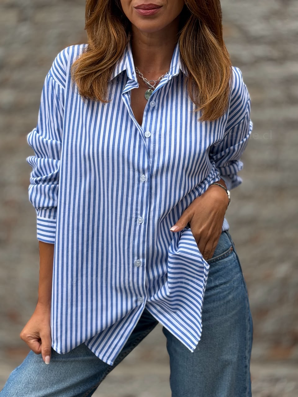 Blusa Rayas clásica azul