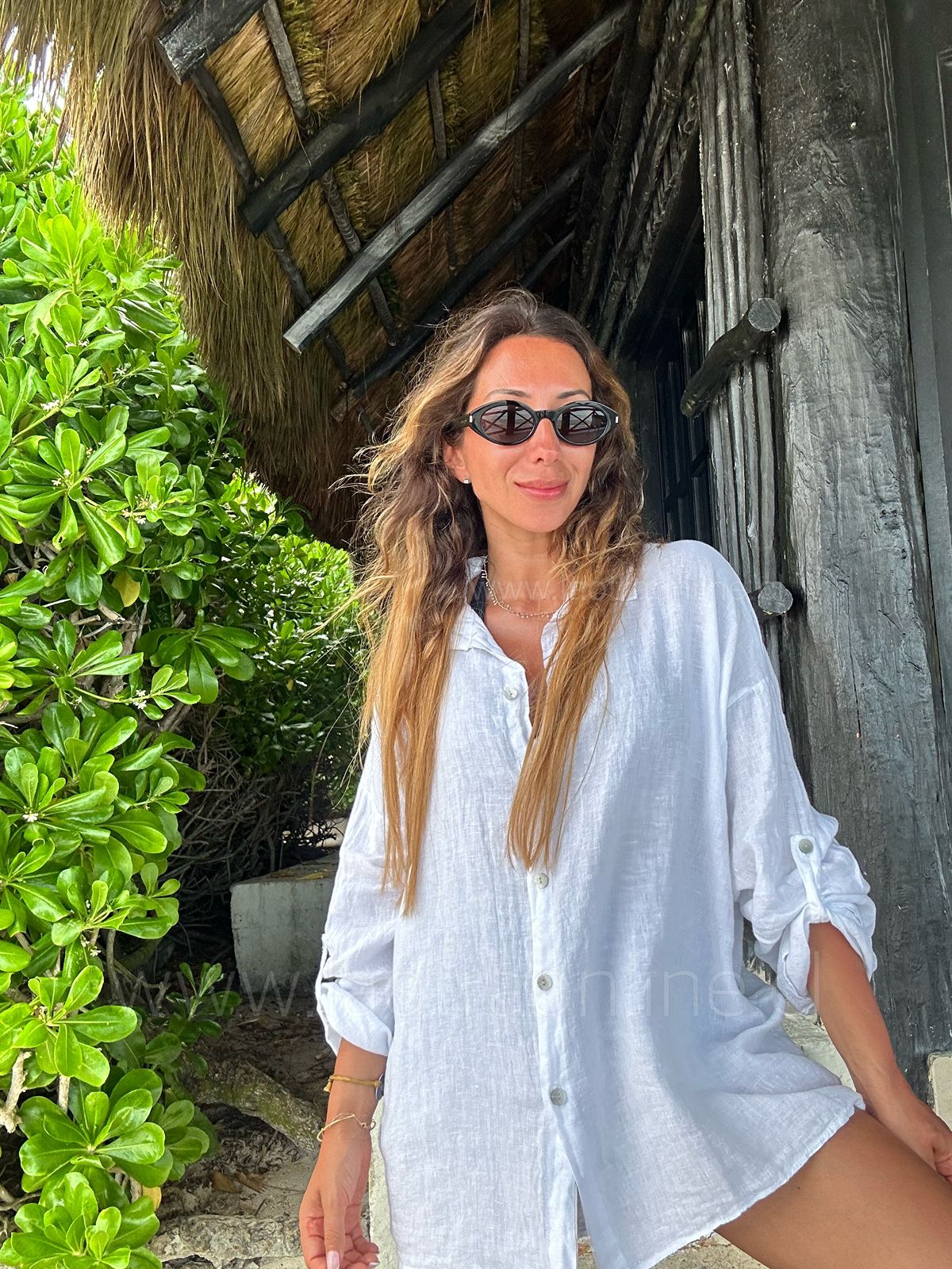 Blusa puro lino Italia blanco