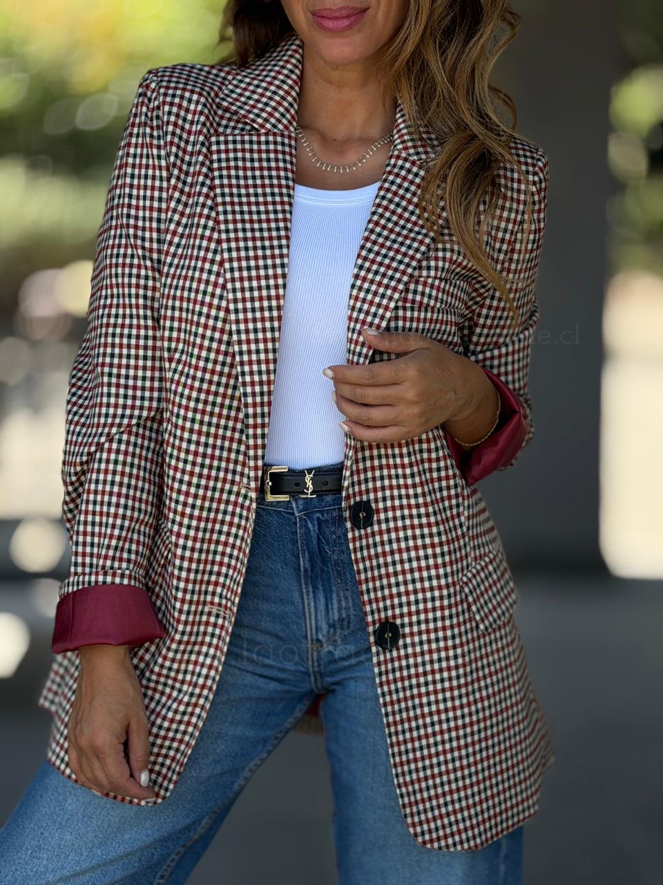 Blazer Cuadros cherry