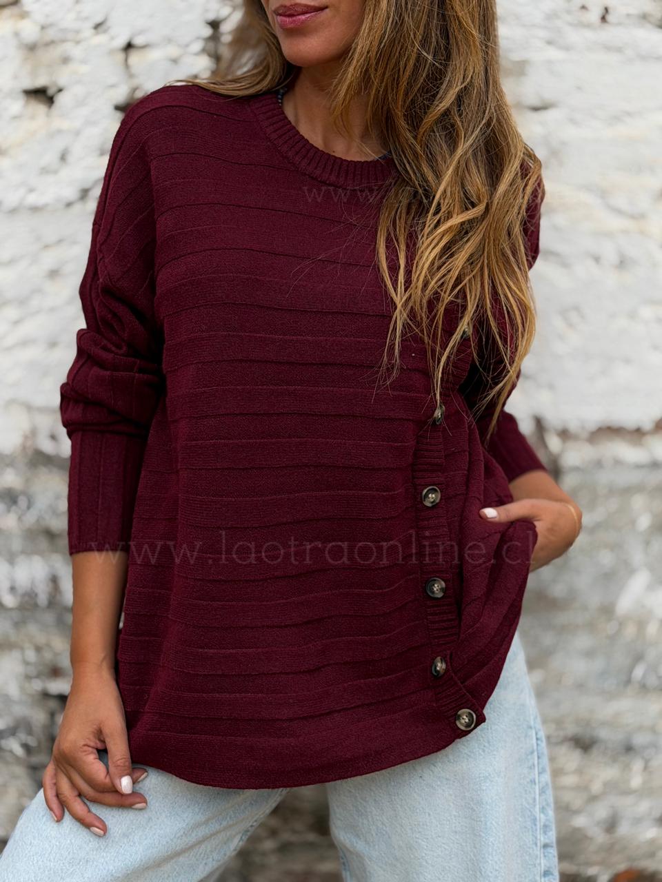 Sweater Botones cherry