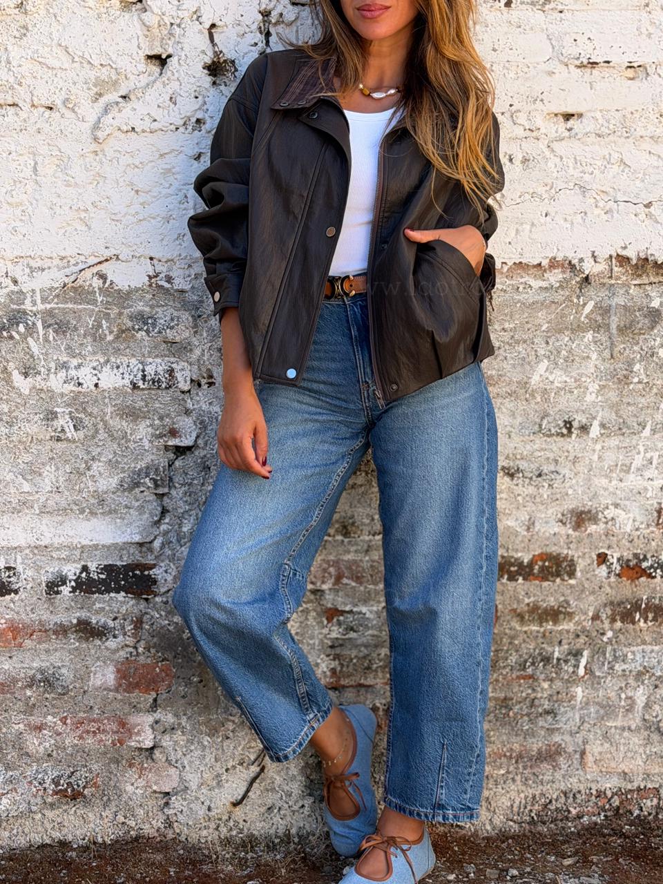 Chaqueta Harrington tendencia marrón