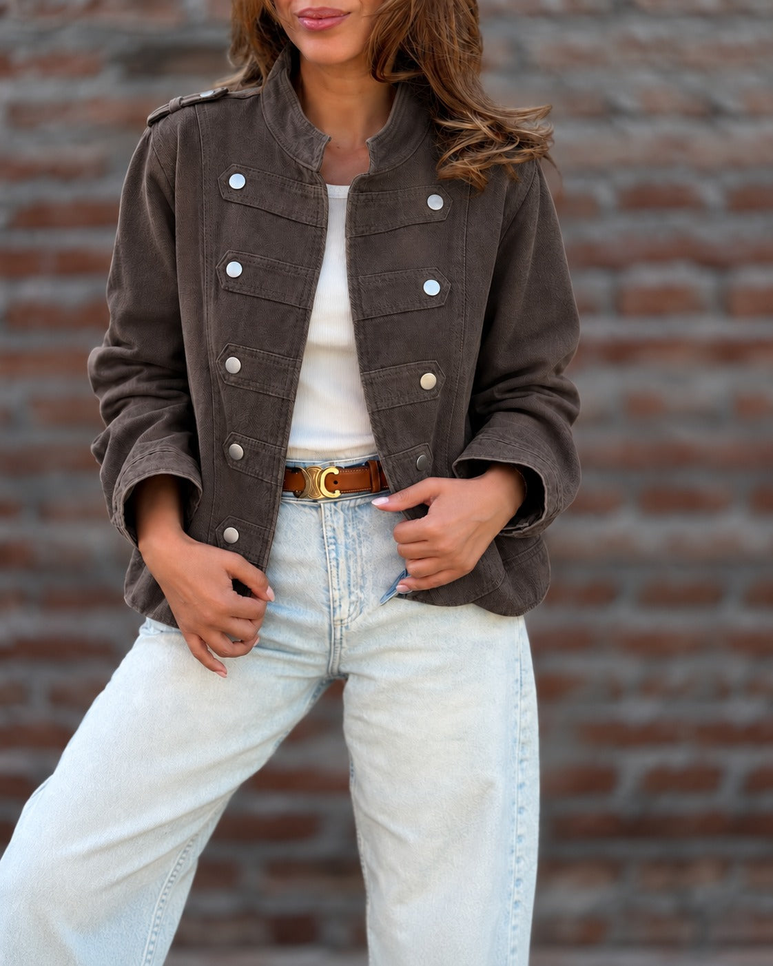 Chaqueta Militar simple marrón