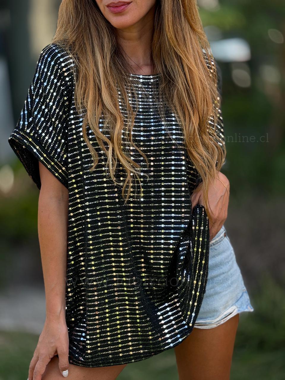 Polera mini espejitos plata