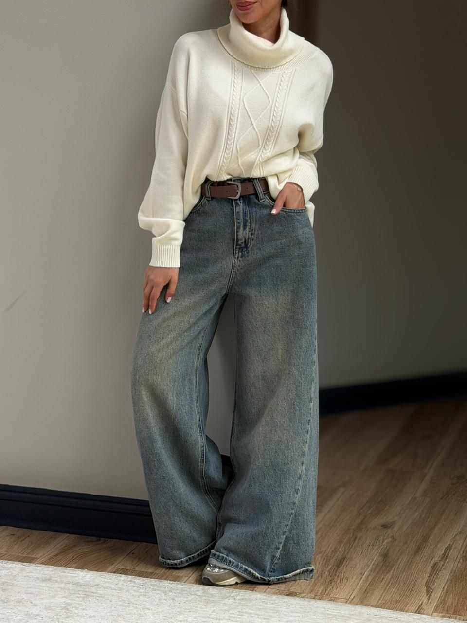 Jeans Barrel/Palazzo + cinturón