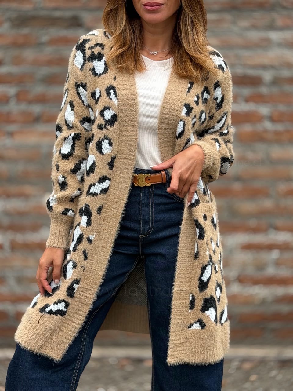 Cárdigan Print camel