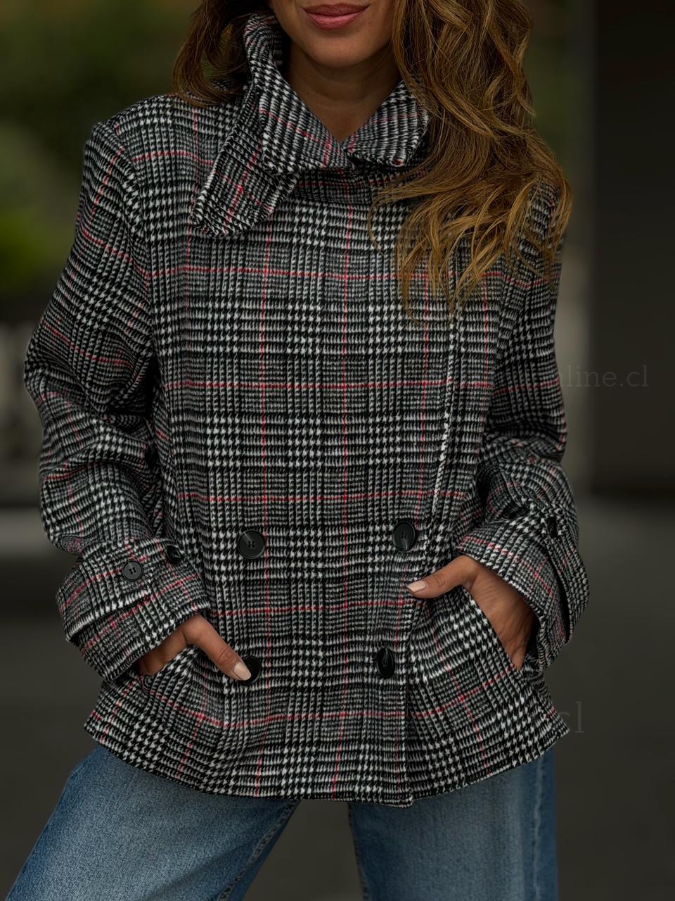 Abrigo Trench Cuadros rojo marengo