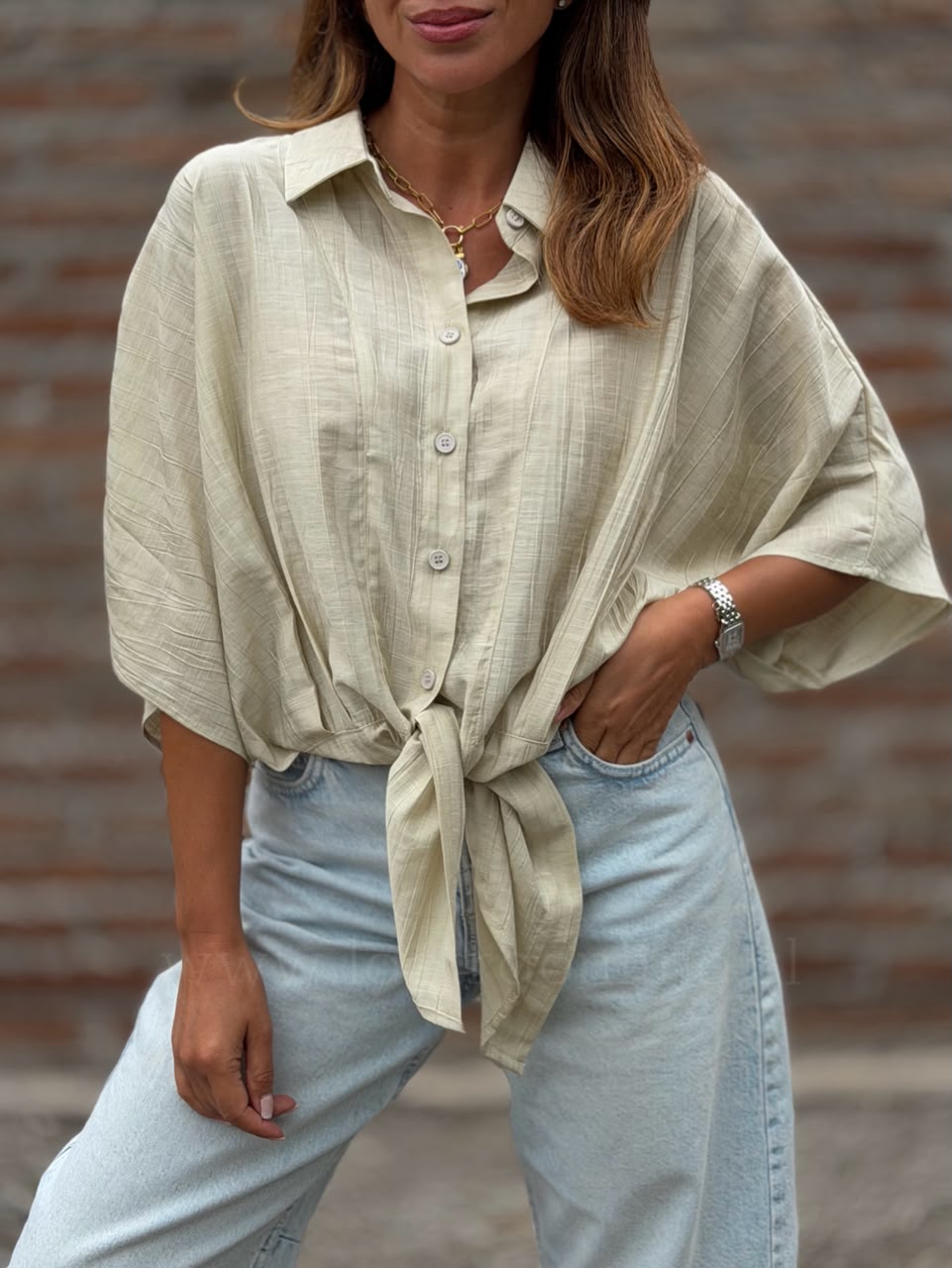Blusa New nudo beige