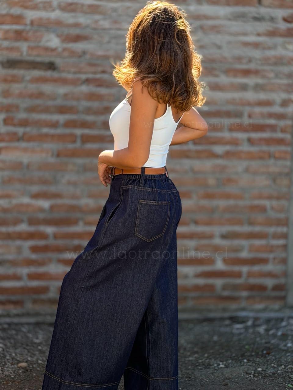 Palazzo Mezclilla Top azul