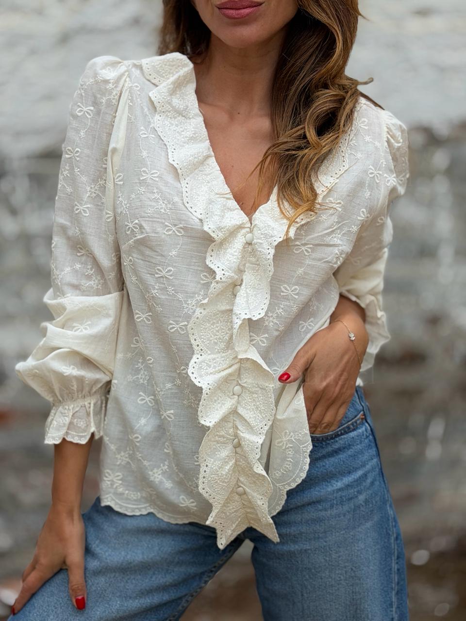 Blusa Broderie marfil