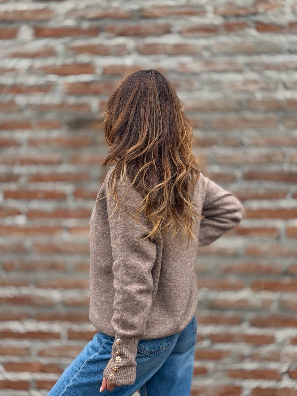 Sweater Cuello subido soft camel