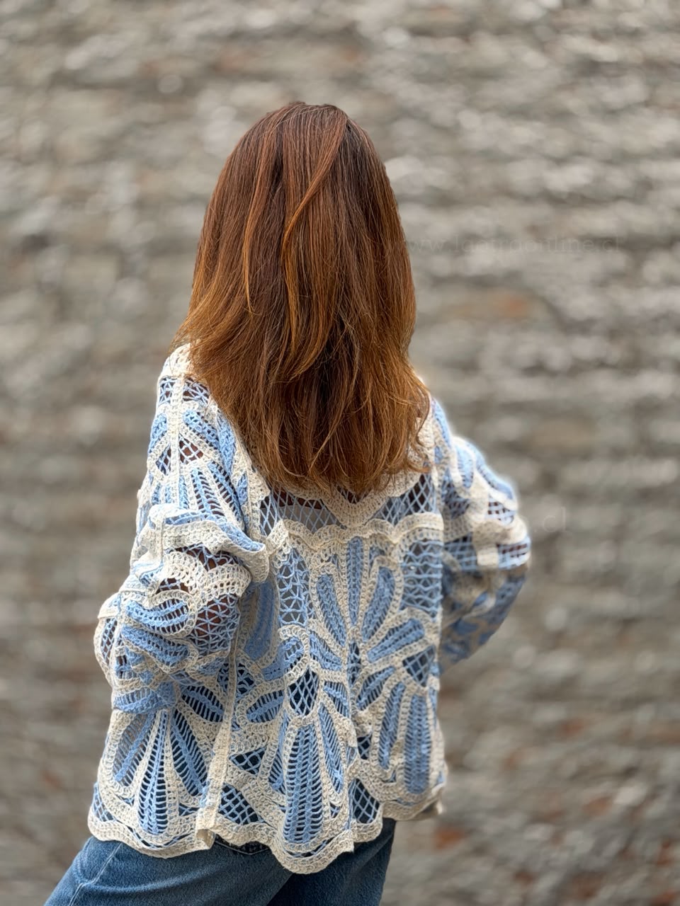Tapado New Macramé celeste