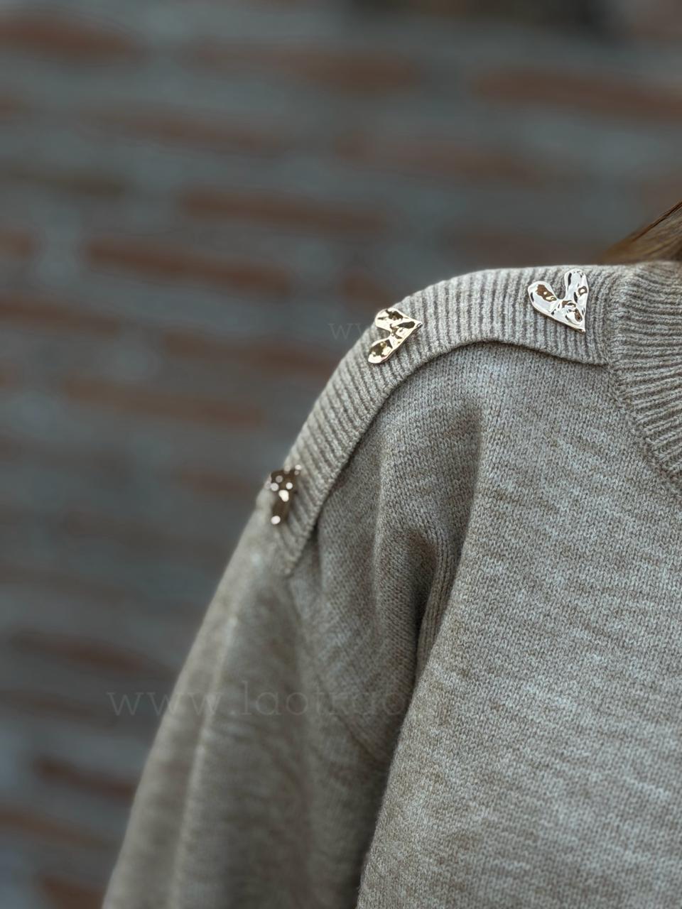 Sweater Corazón dorado arena