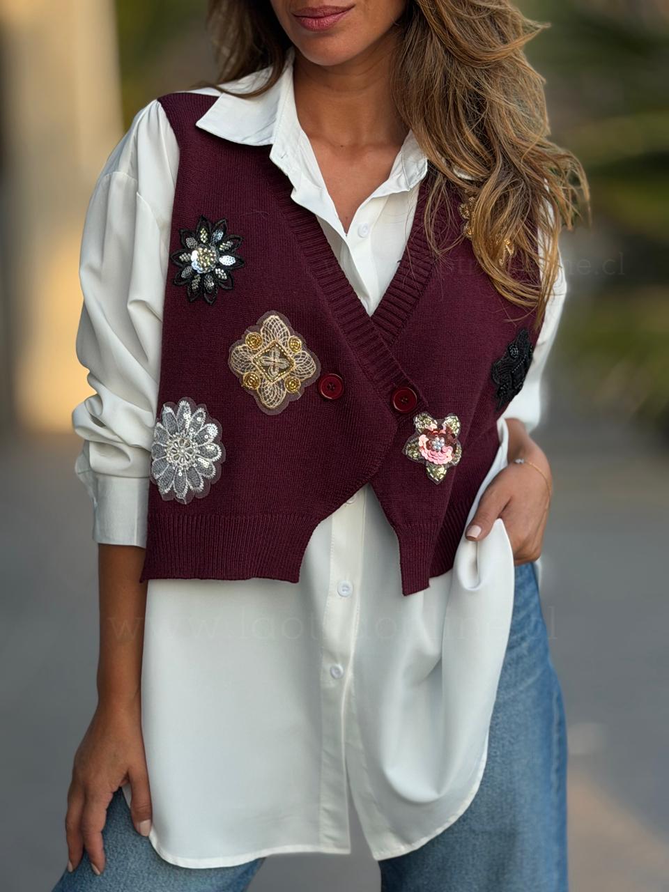 Chalequito/Blusa Flower cherry