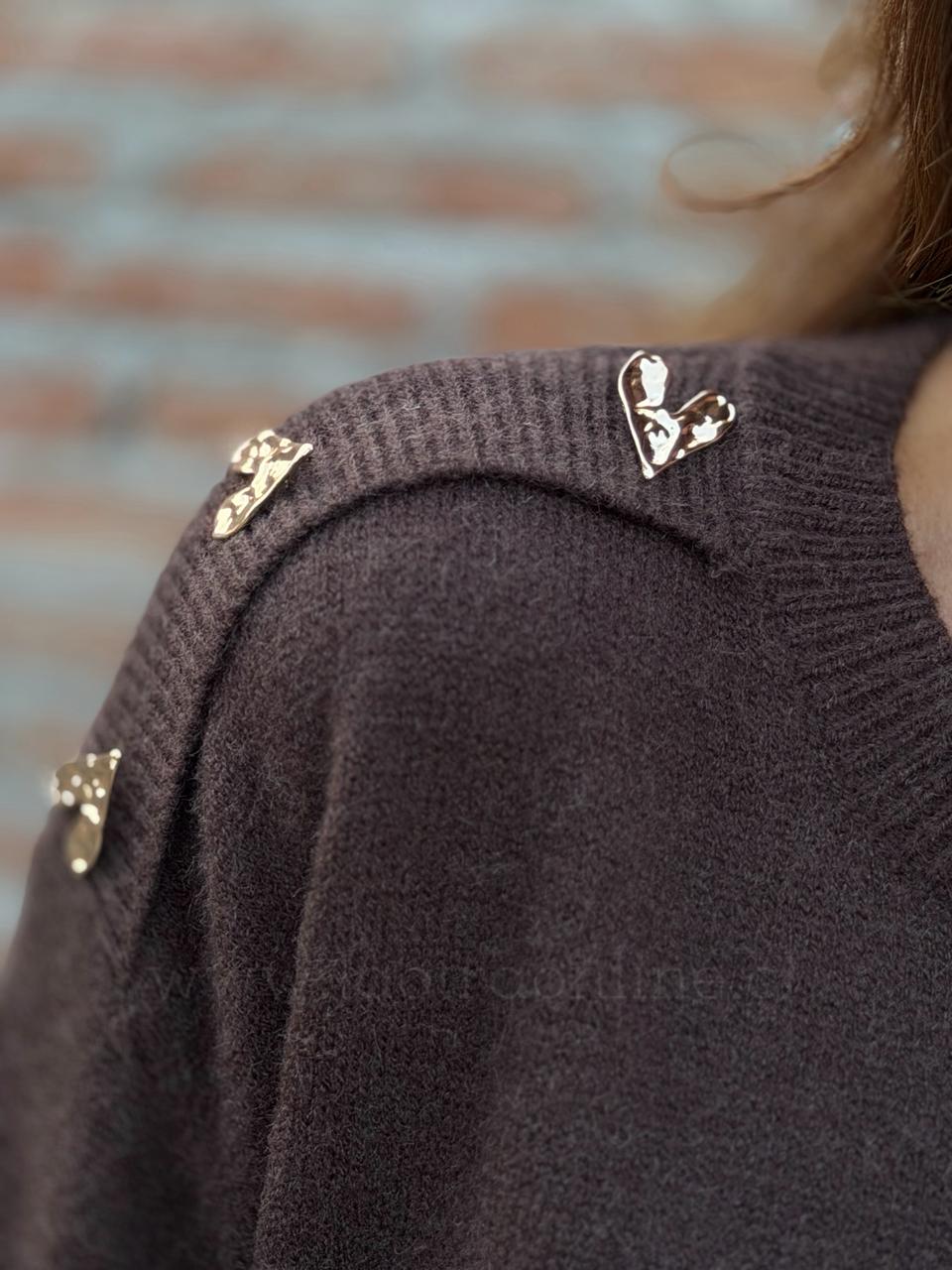 Sweater Corazón dorado marrón