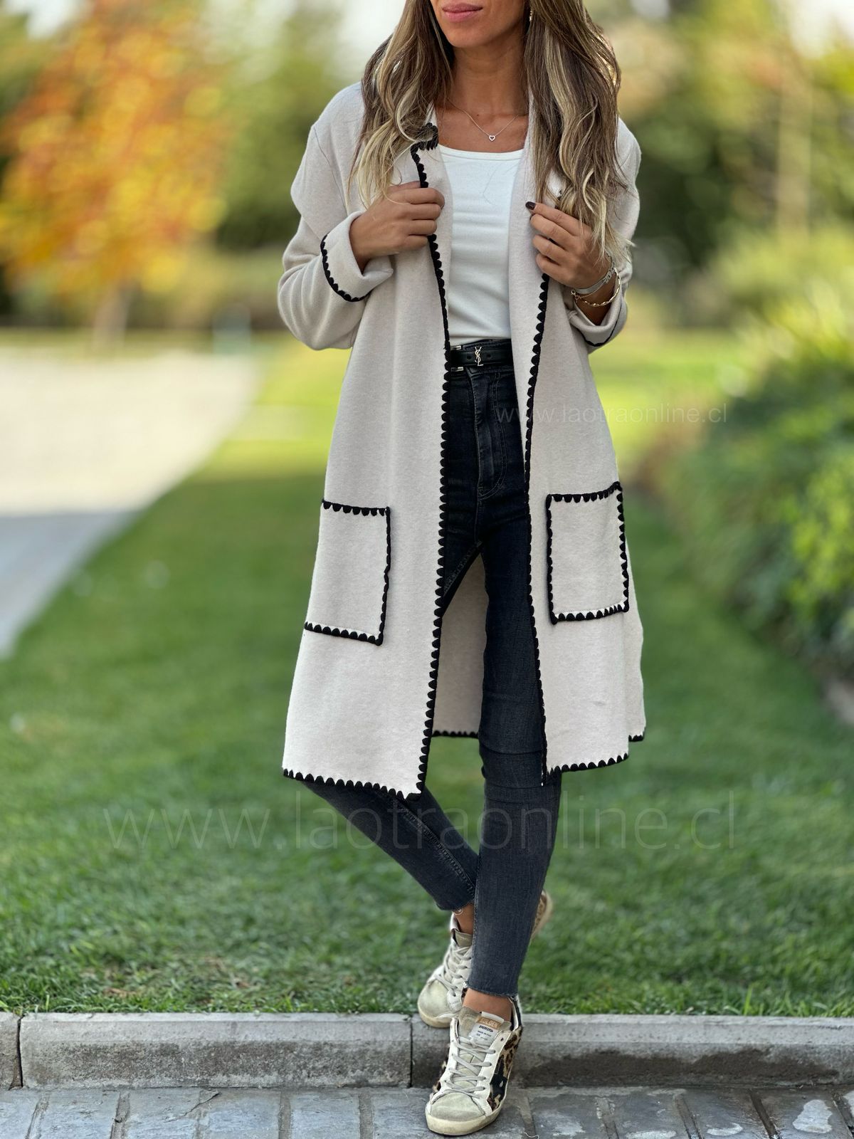 Abrigo/Cardigan Melania crema