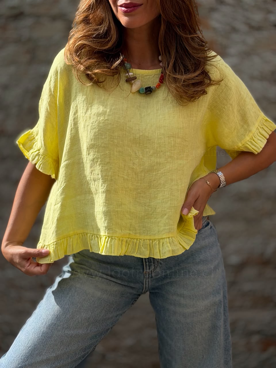 Polera 100%Lino Italiano amarillo