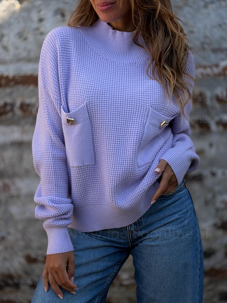 Sweater Tejido waffle lavanda