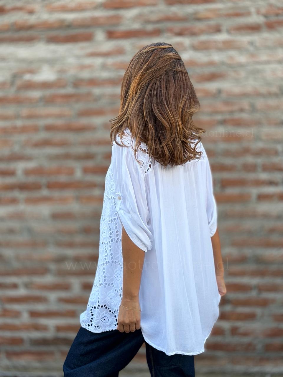 Blusa Macramé Italiana blanco