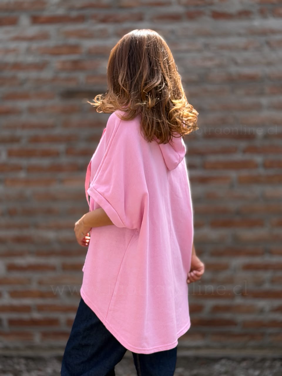 Poleron sin mangas capucha rosa