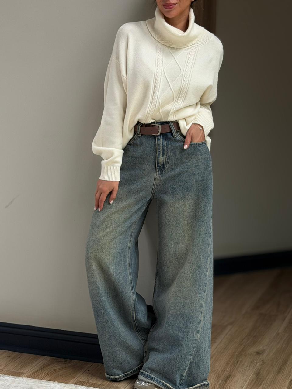 Jeans Barrel/Palazzo + cinturón