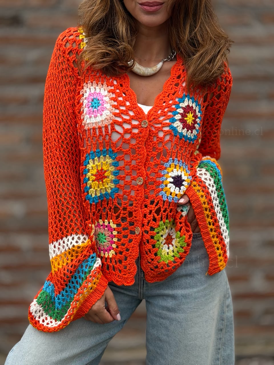 Chaleco Manga encanto naranja