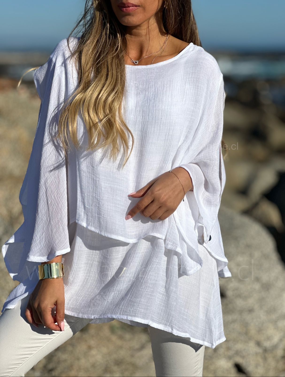 Polera Coral blanco