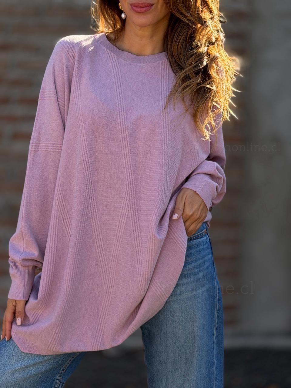 Sweater Textura oversize rosa
