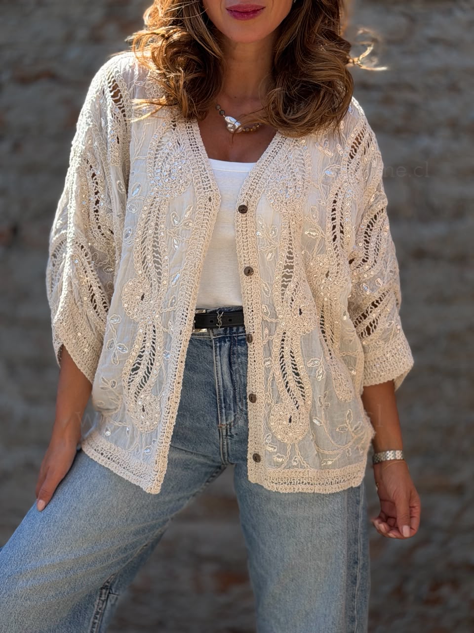 Tapado Lentejuelas beige
