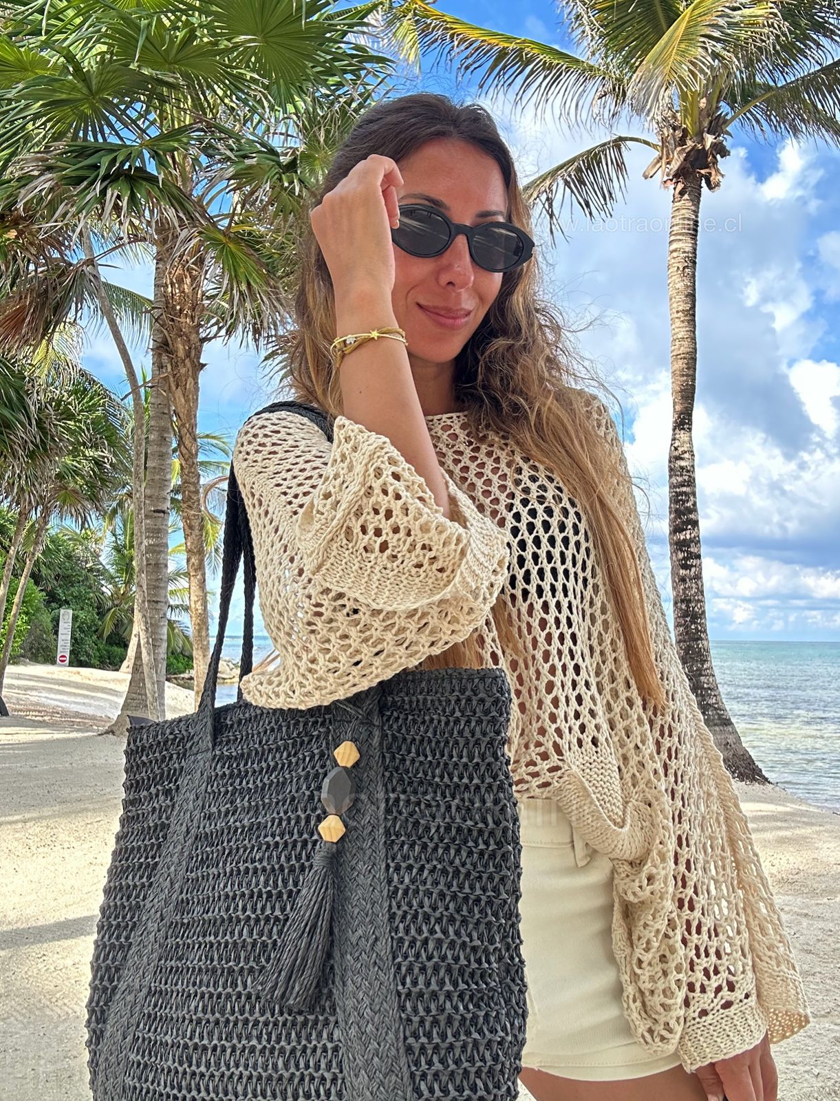 Bolso rafia verano negro