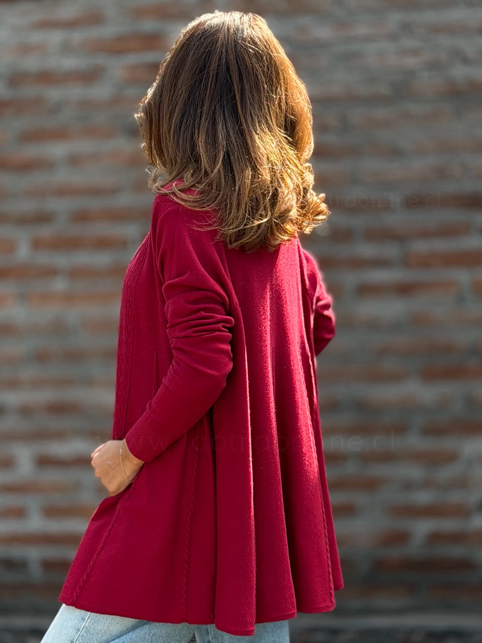 Cárdigan evasé Trenzado rojo