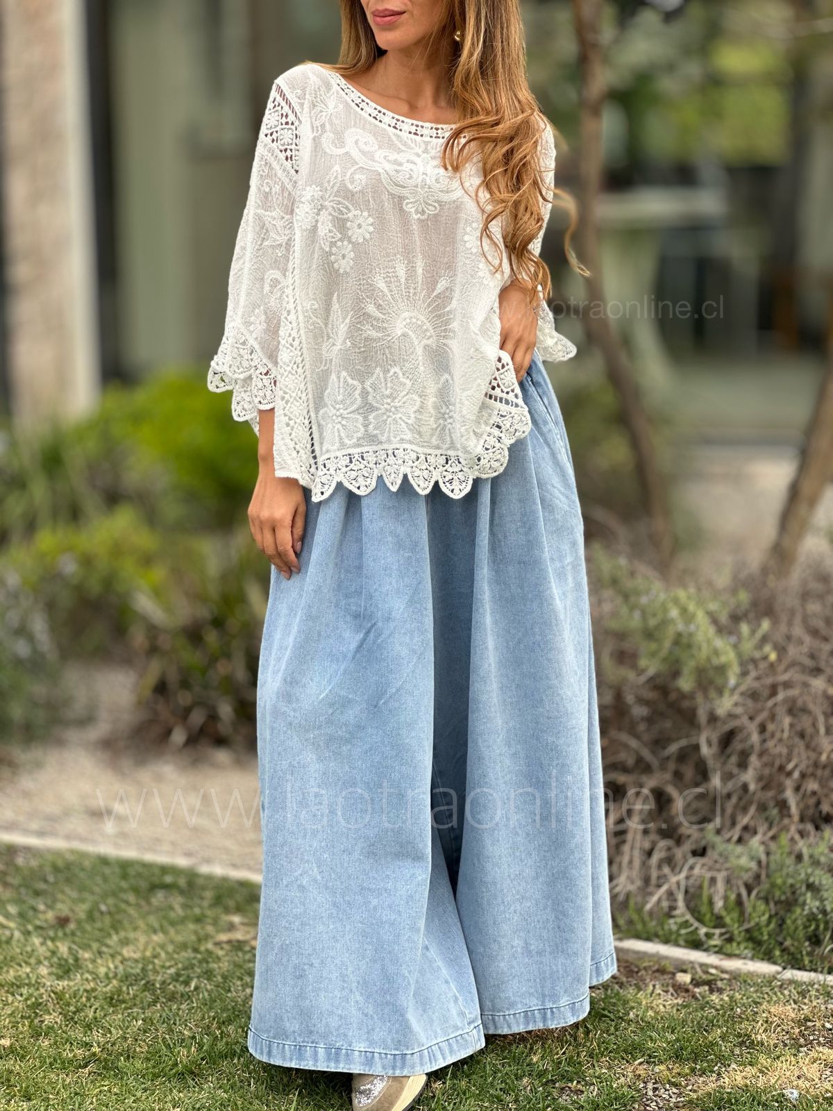 Polera/blusón Macramé blanco