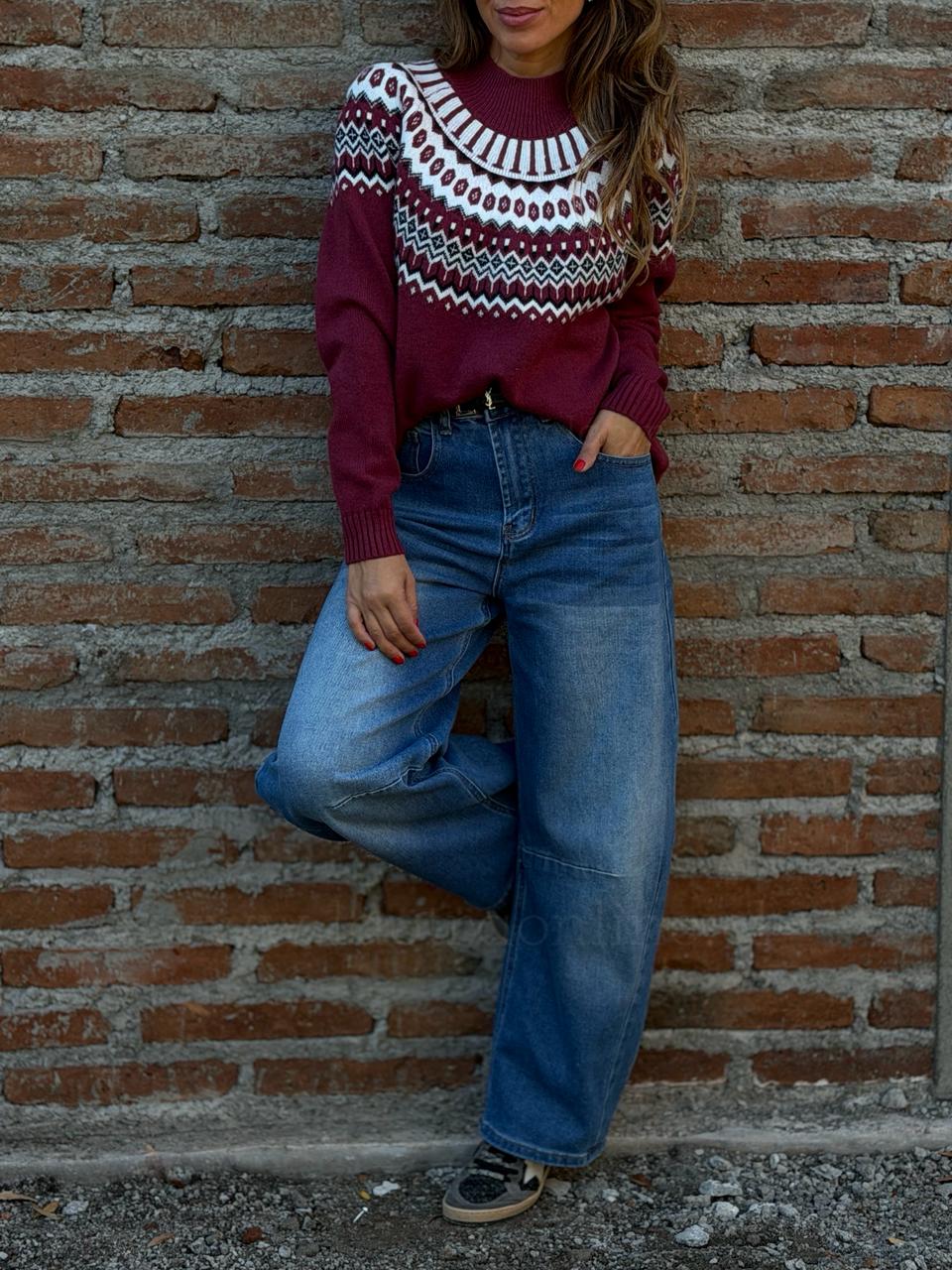 Sweater Bohemio cherry