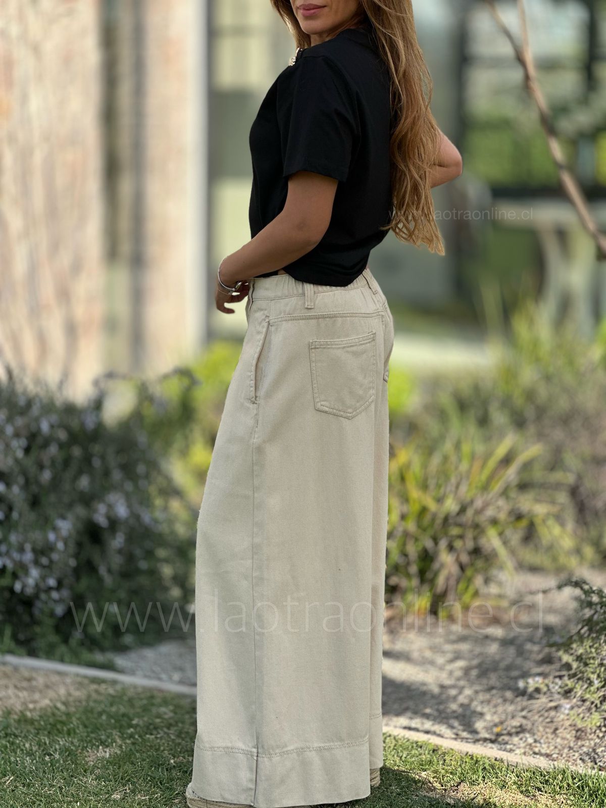 Jeans culotte beige