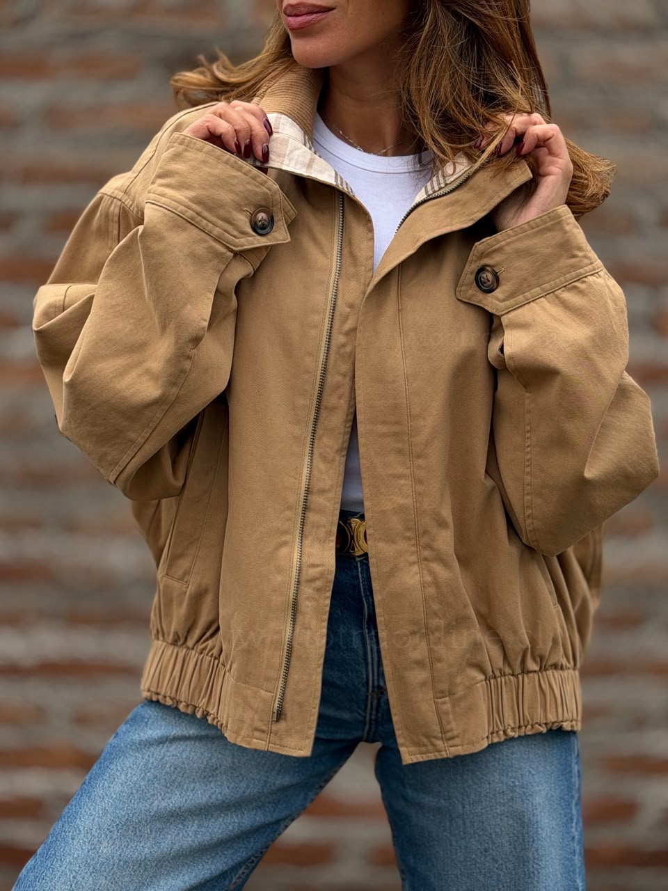Chaqueta Gabardina Sol camel