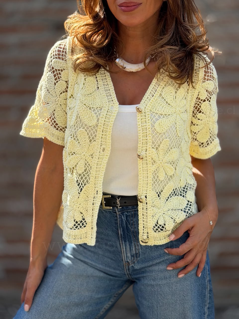 Polera Macramé amarillo