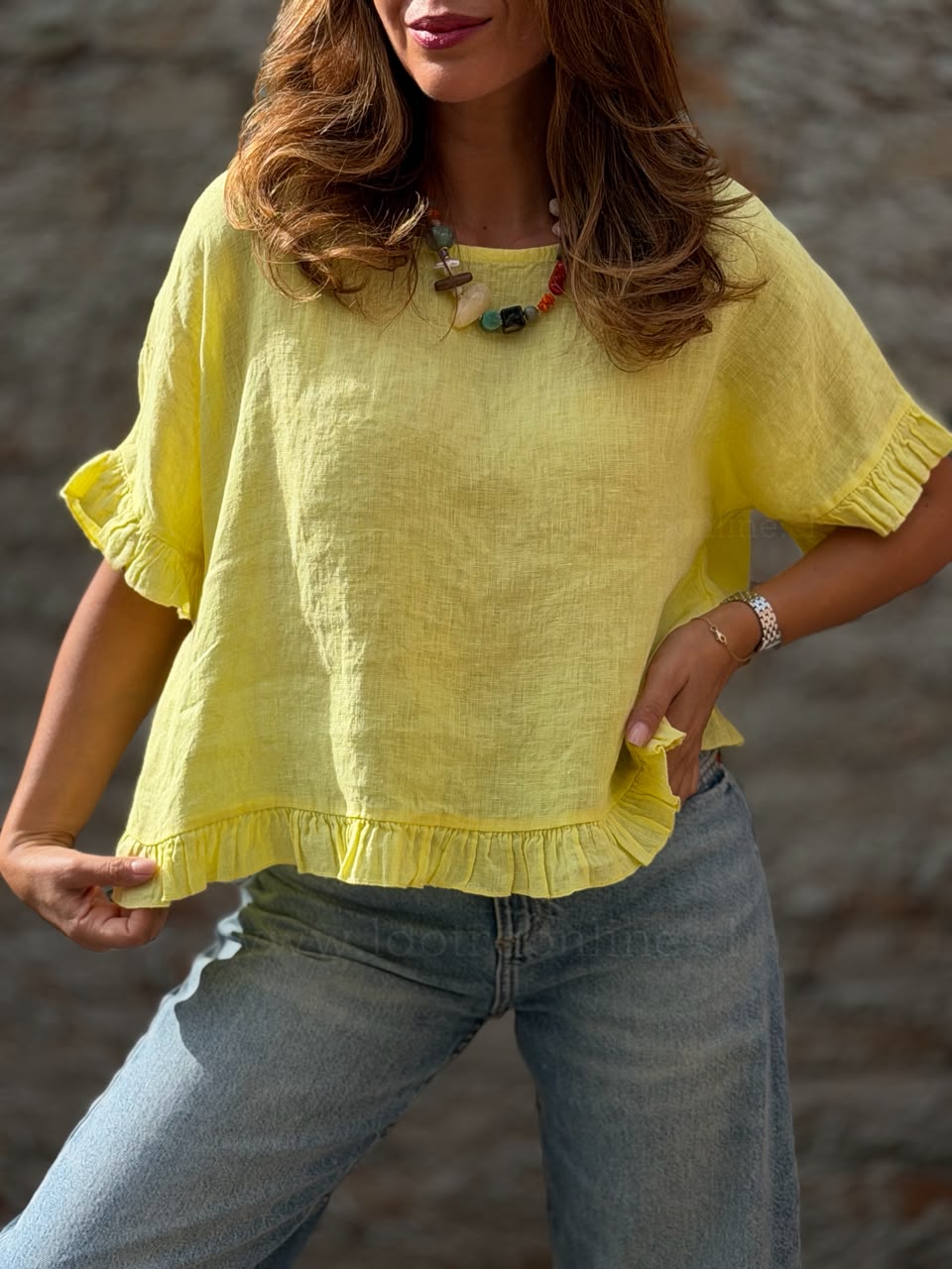 Polera 100%Lino Italiano amarillo