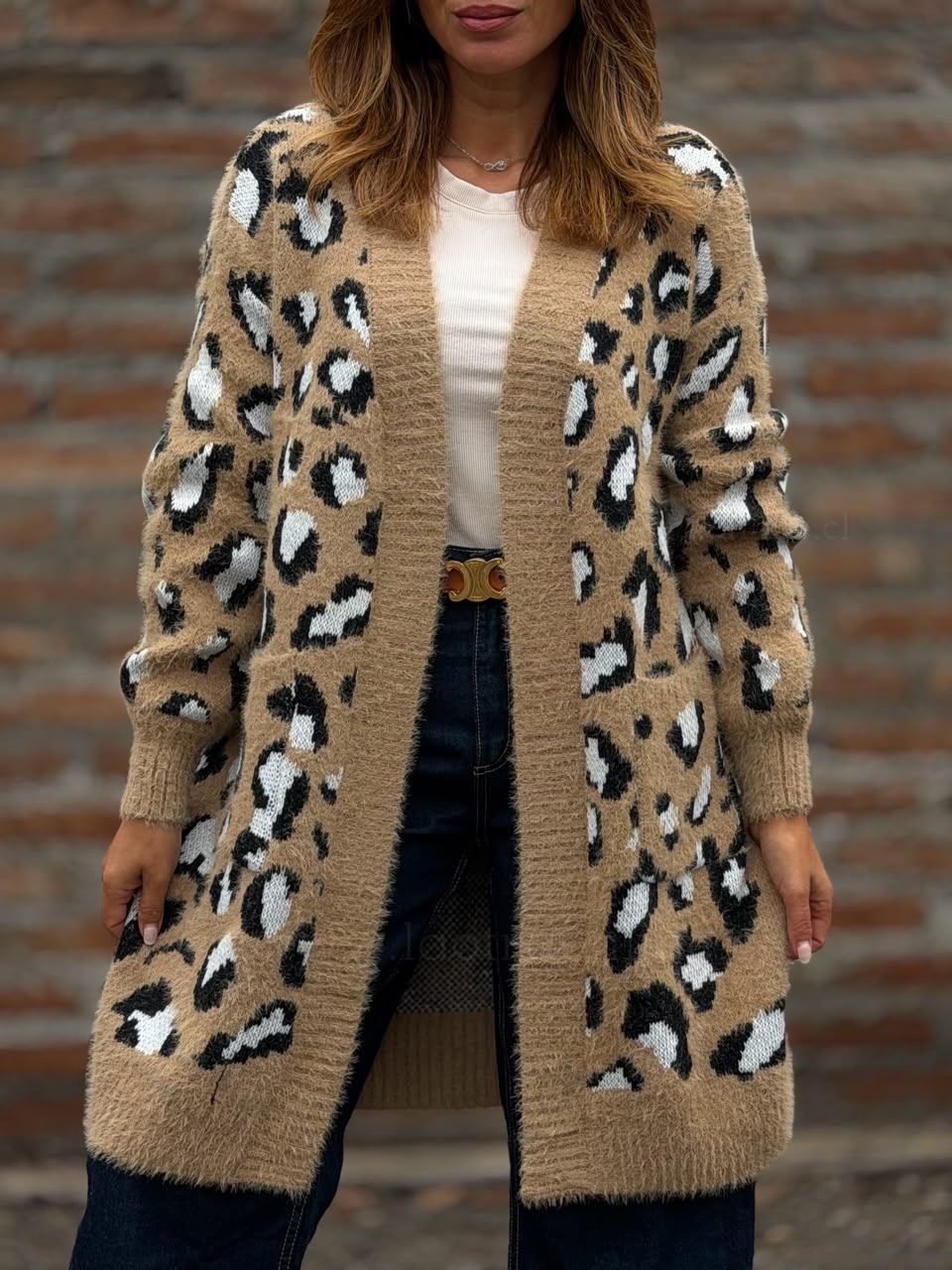 Cárdigan Print camel