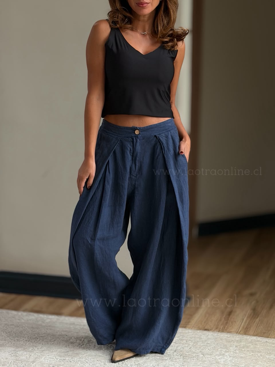 Pantalón Viral puro lino azul