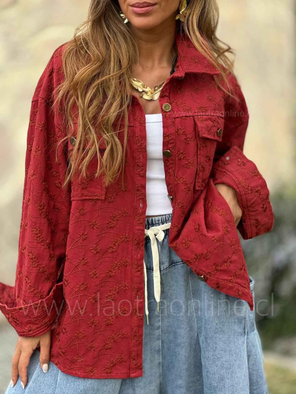 Chaqueta Bordada rojo
