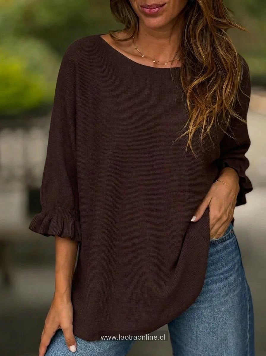 Sweater Manga vuelos marrón