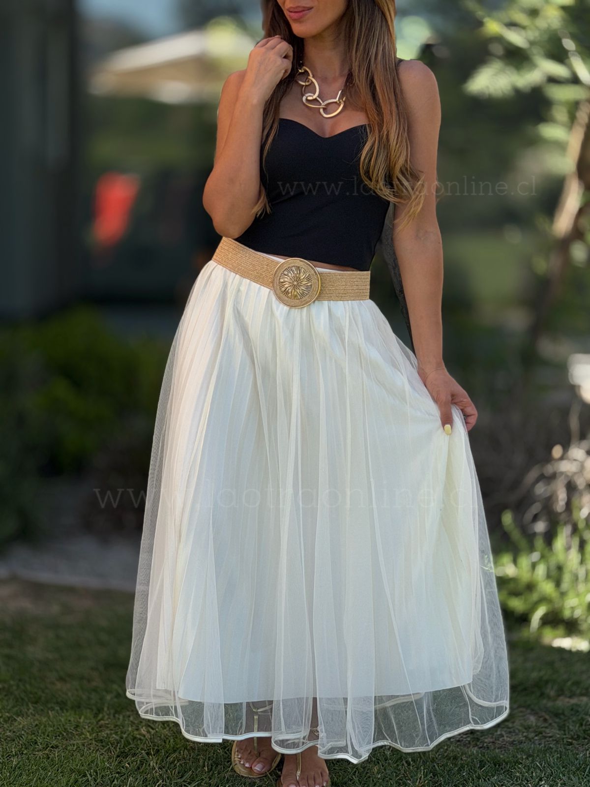 Falda New parisina crema