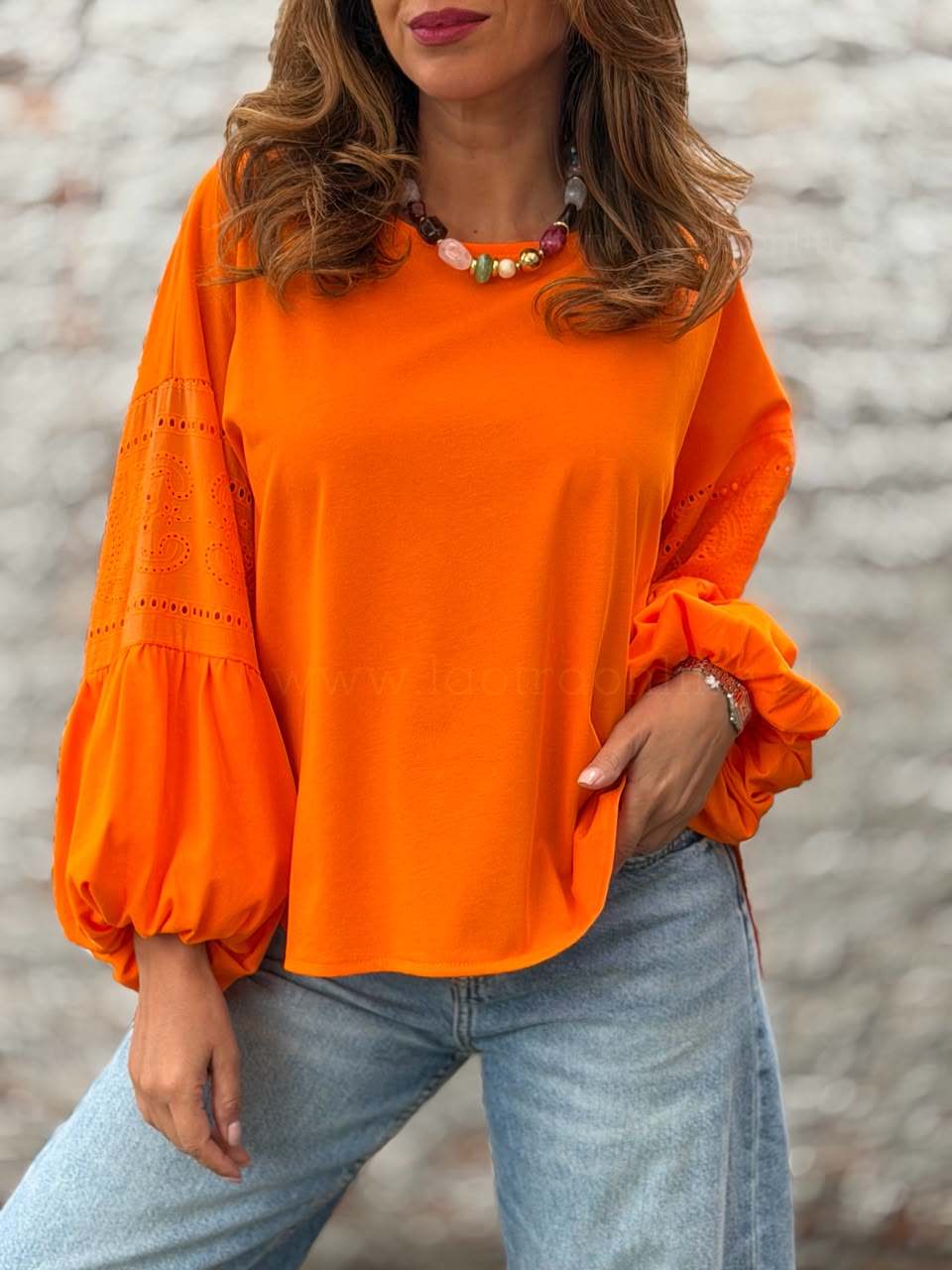 Blusón Manga impacto naranja