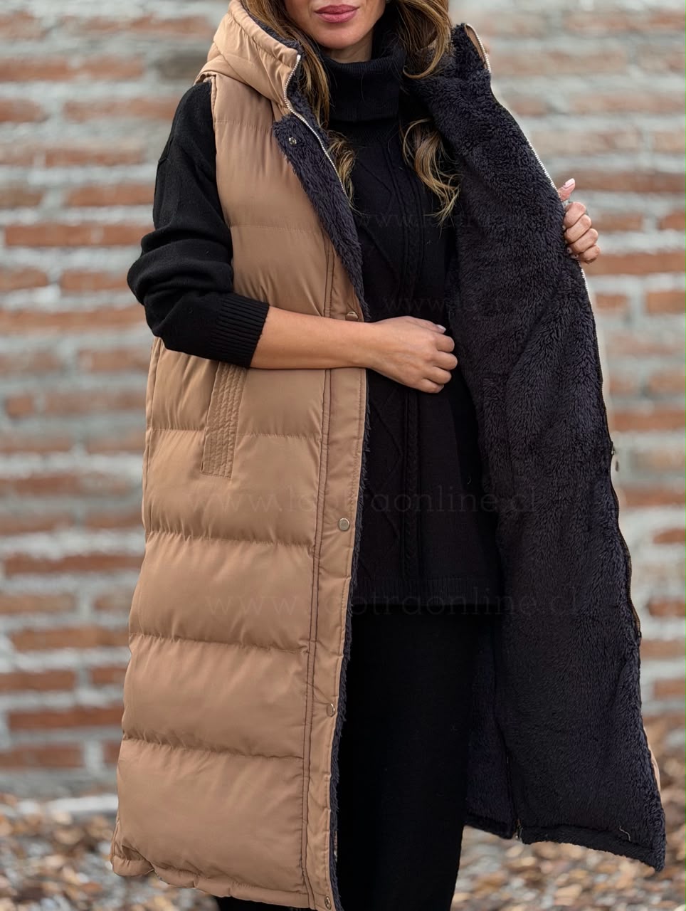 Sin mangas reversible camel