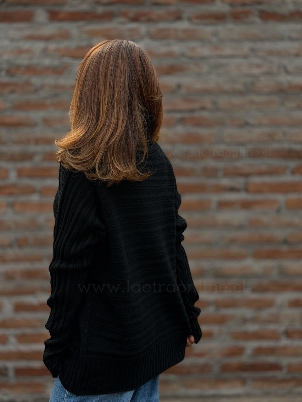 Sweater Trenzas cuello alto negro